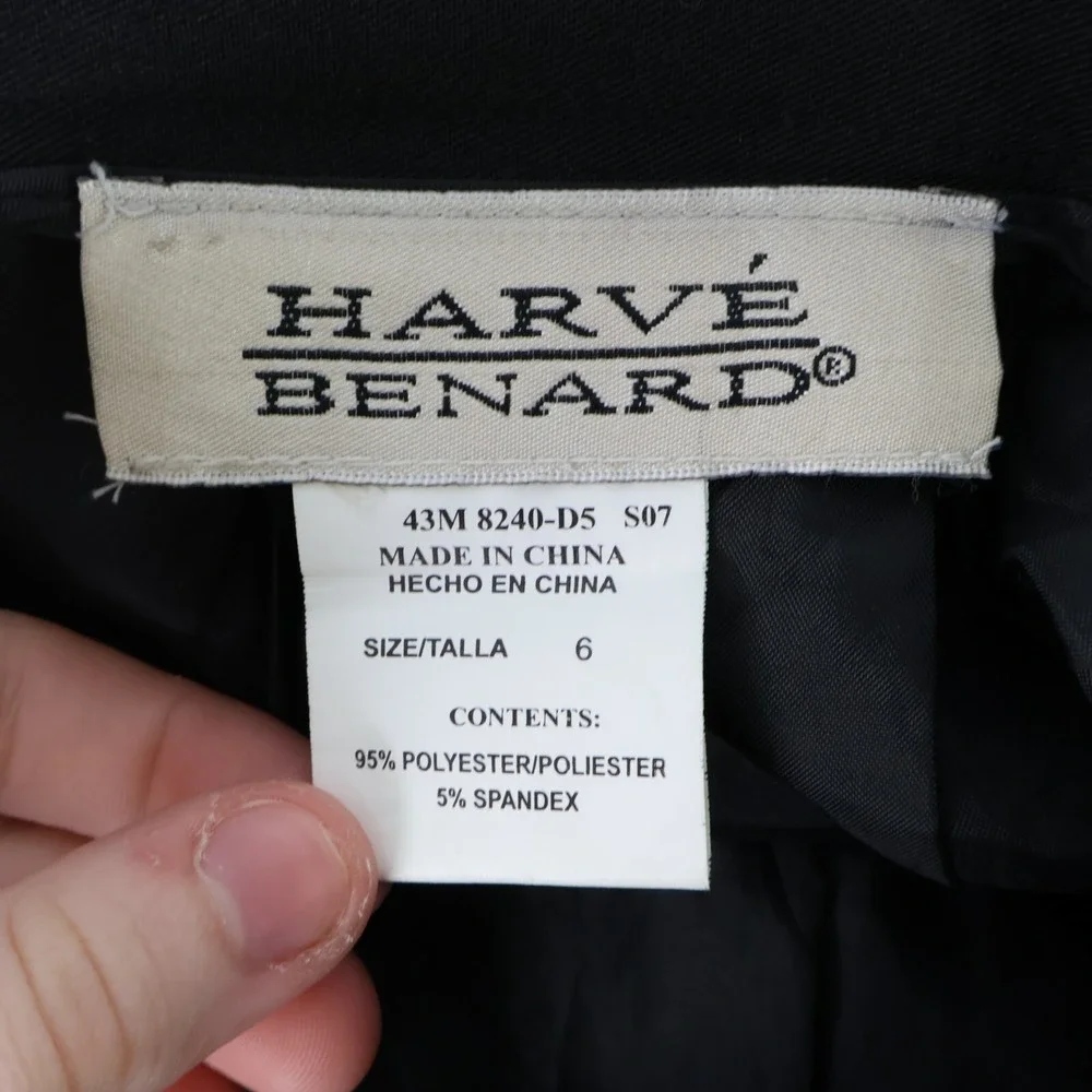 Harve Benard Midi Pencil Skirt Womens Size 6 Black Polyester Blend Lined Pleated